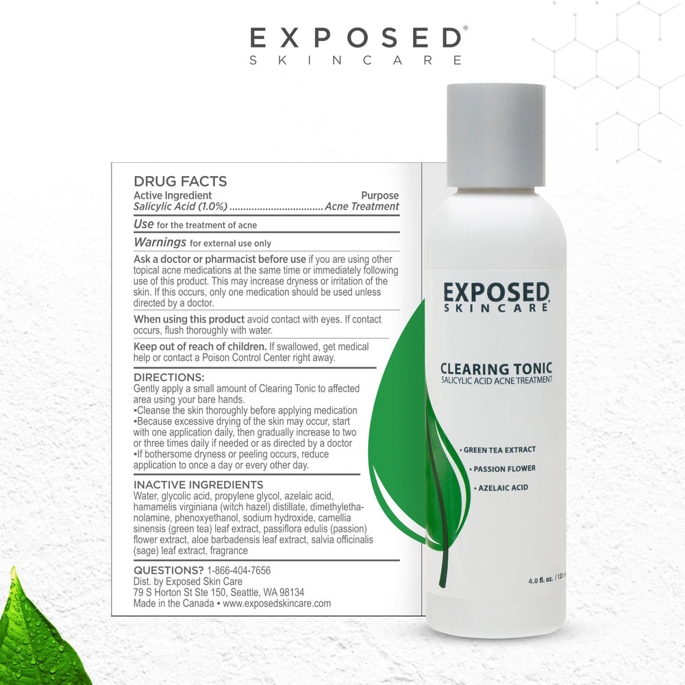Exposed Skin Care pores-clarifying tone emphasizes pore control with green tea and salicylic acid.