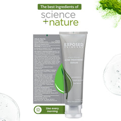 Exposed Skin Care tea tree oil and green tea ingredients visual.