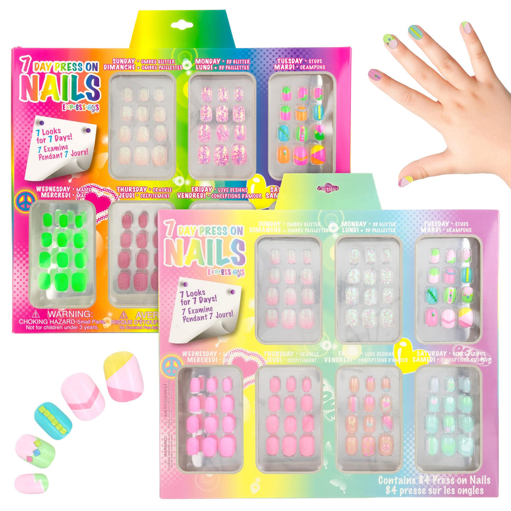 EXPRESSIONS 7 Day Manicure brights packaging offers easy glam for everyday wear.