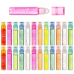 Expressions girl 24pc roll-on lip gloss set in carrying case for portable lip care on the go.