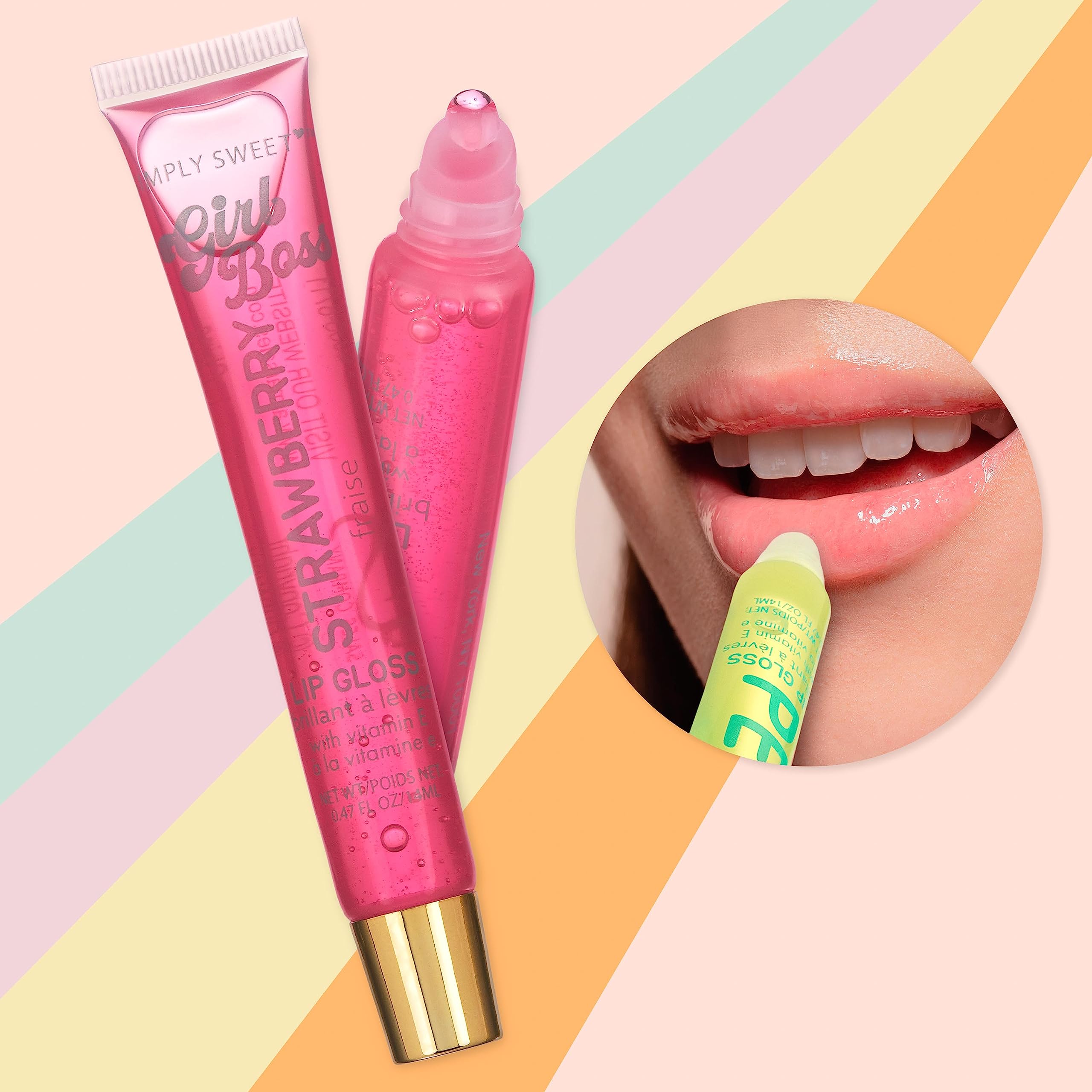 EXPRESSIONS mango-flavor gloss swatch conveys tropical glow and hydration
