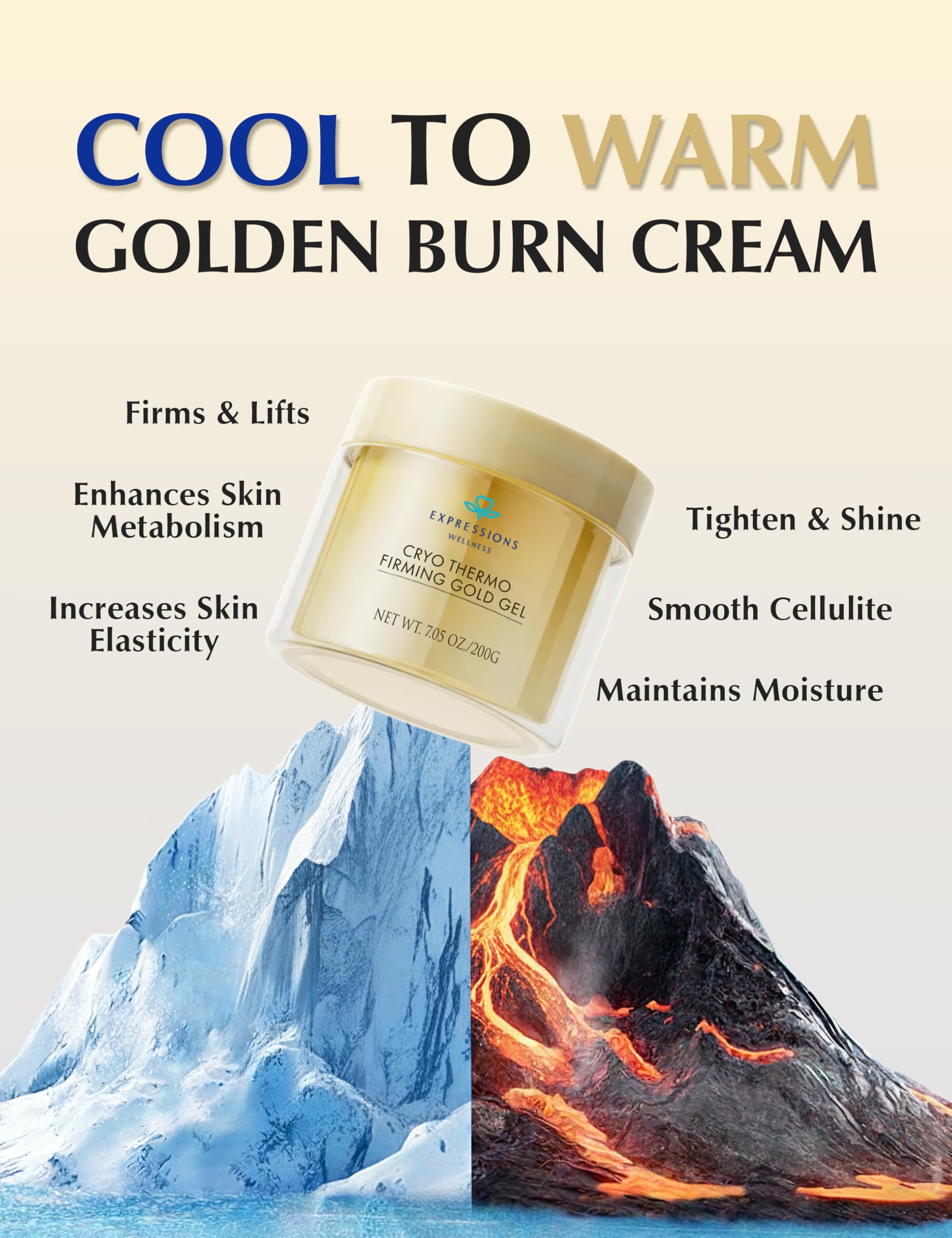 Expressions Wellness nano-gold closeup showing micro-gold particles for potential firming
