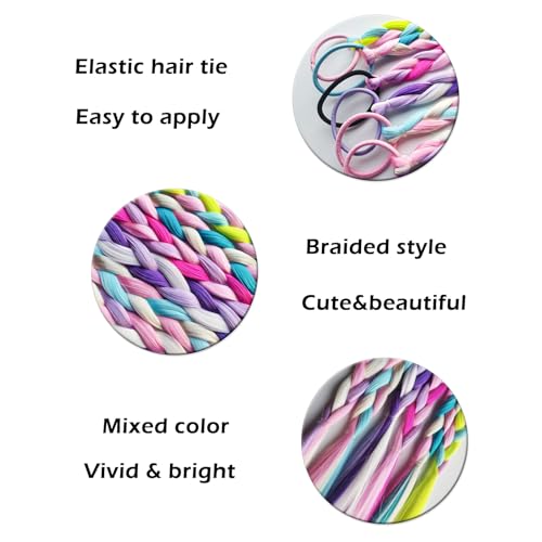 EXTACIO colorful braided hair extensions with a soft elastic loop for quick attachment