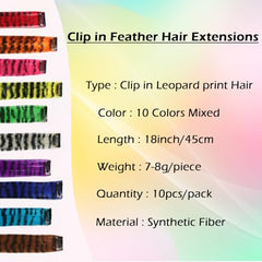 EXTACIO leopard print clip-in extensions deliver dramatic 18-inch length for cosplay looks.