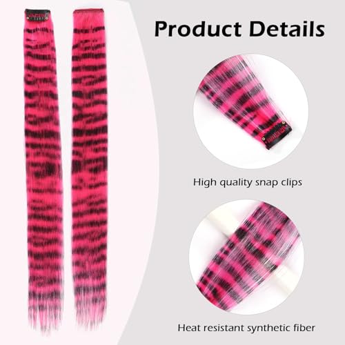 EXTACIO striped hair extensions clip-in easily for quick party styling.