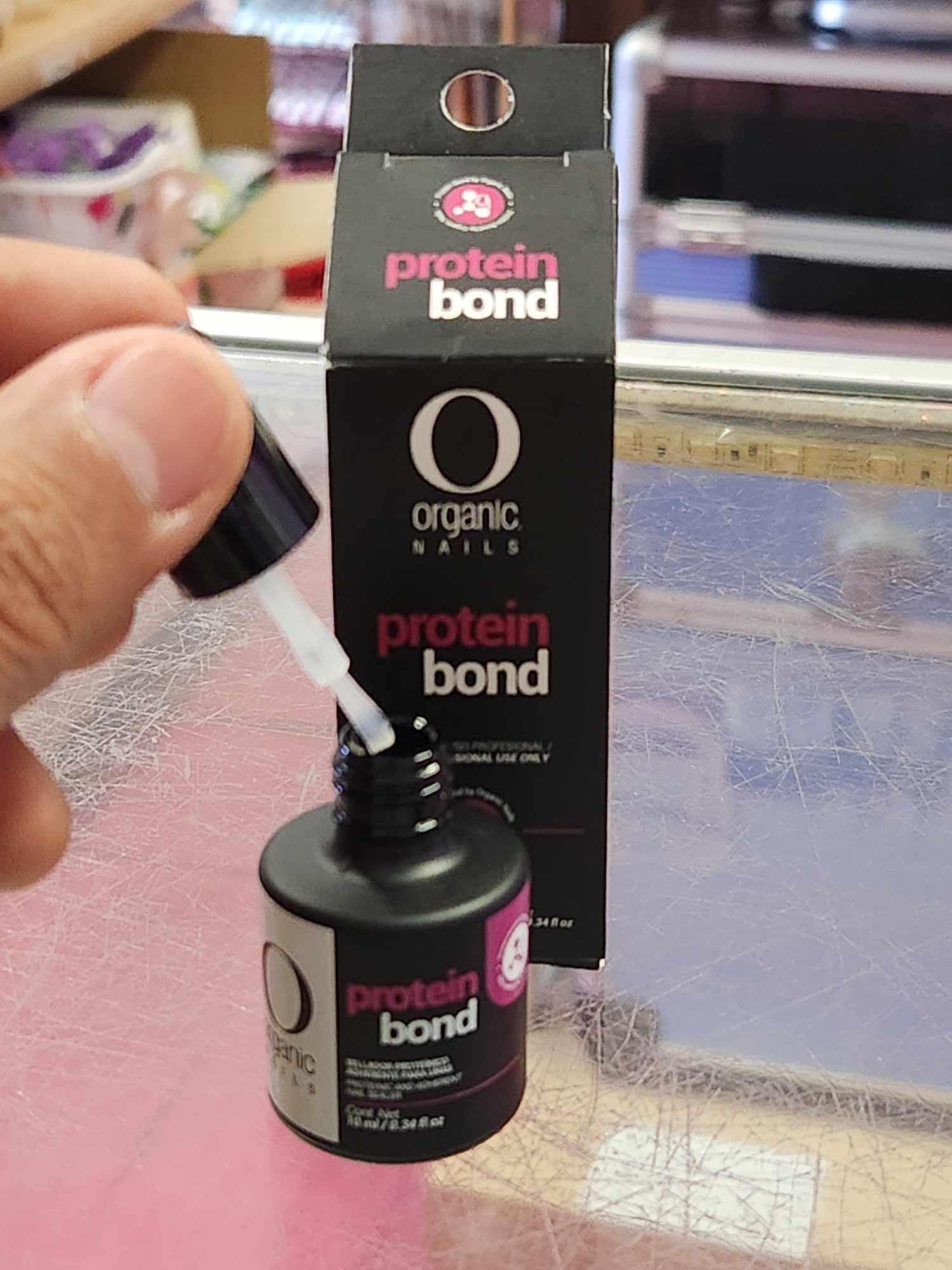 Extravaganza Nails protein bond primer 10ml swatches show wear-ready finish.