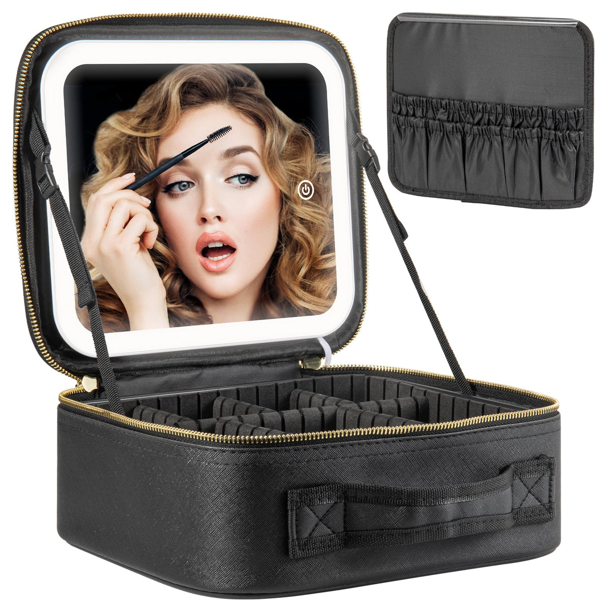 Extrei Gent makeup travel case with LED mirror for precise makeup on the go