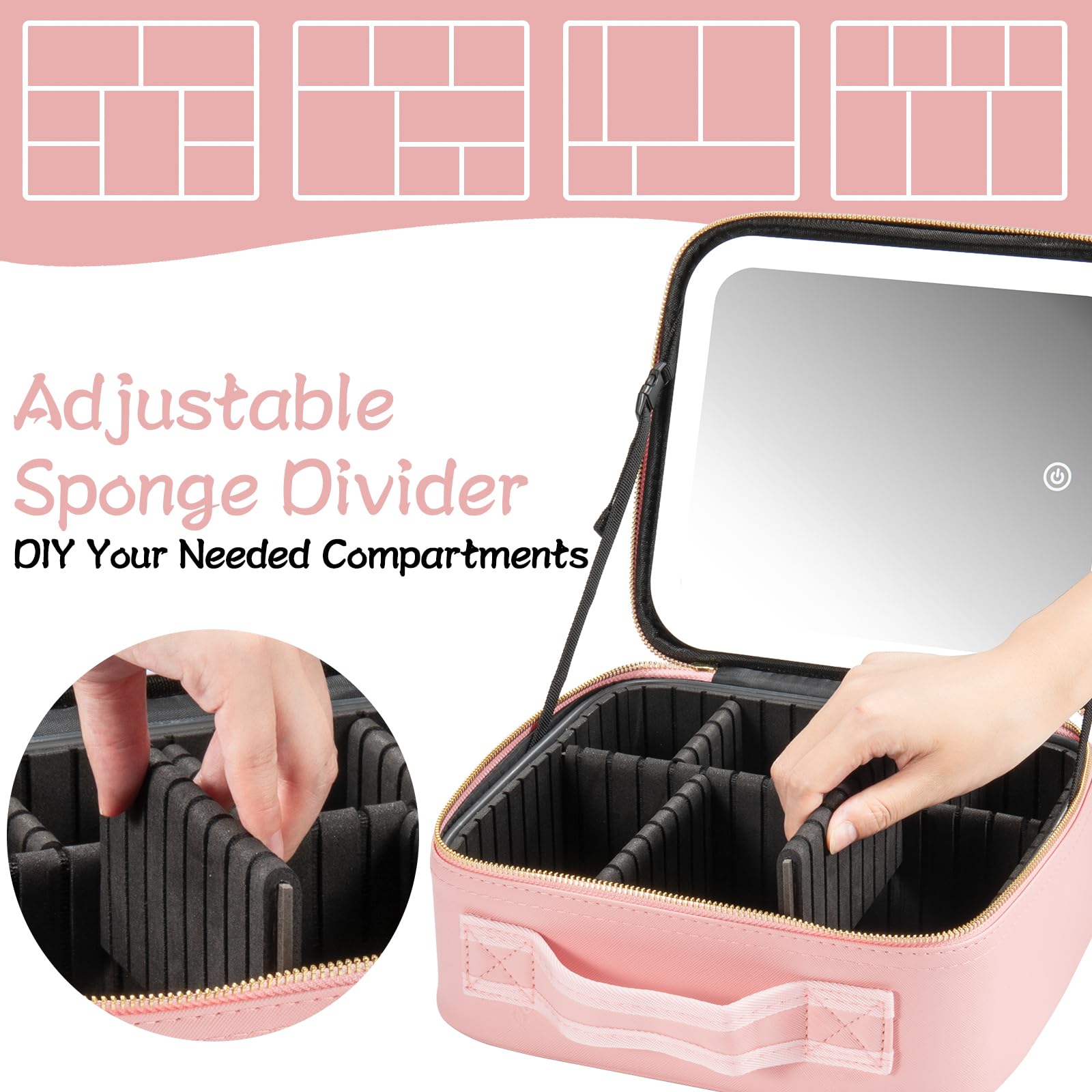 Extrei Gent vanity case with adjustable partitions keeps brushes and palettes neatly organized.