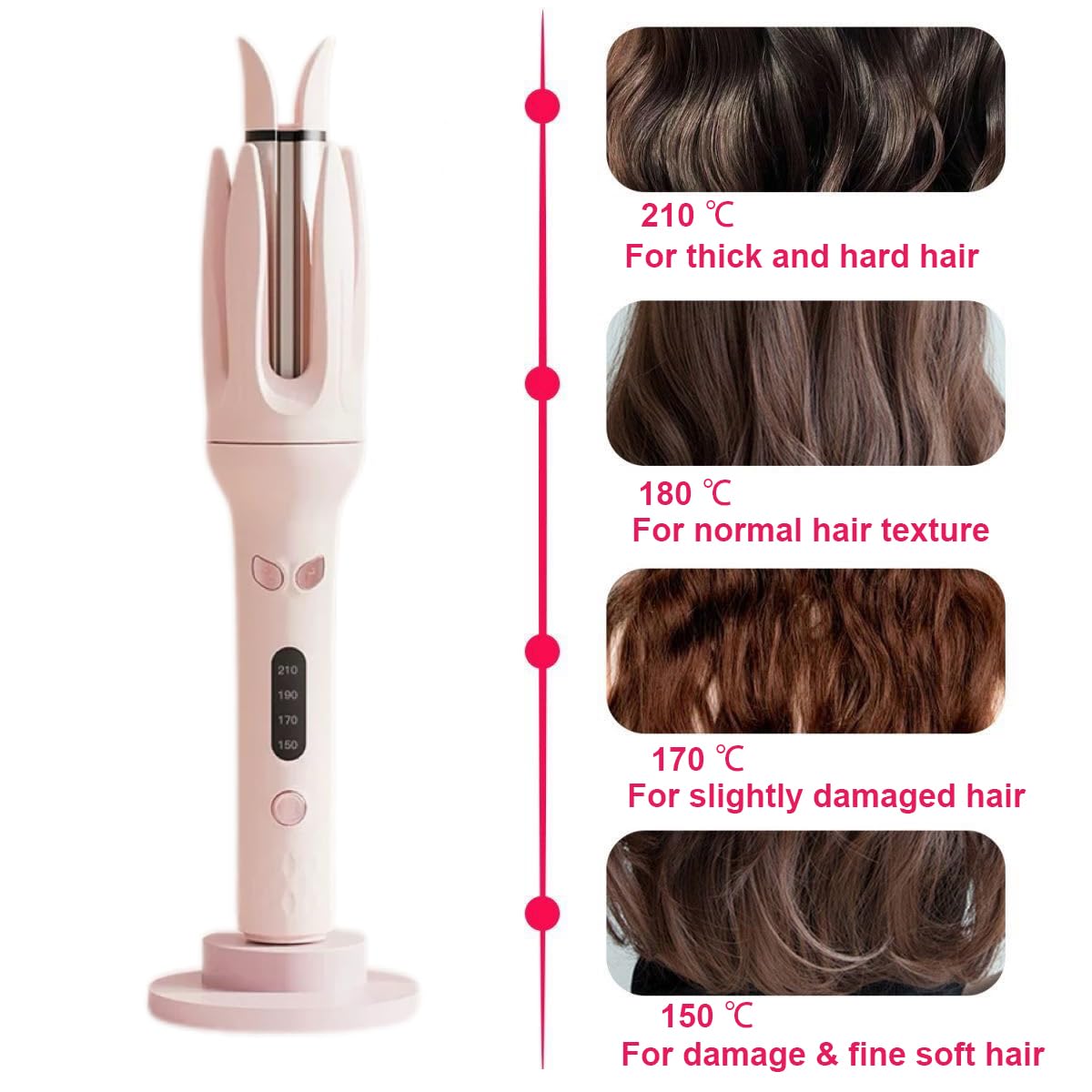 EYCOMTOM hair curler uses ceramic coating and negative ions for smoother results.
