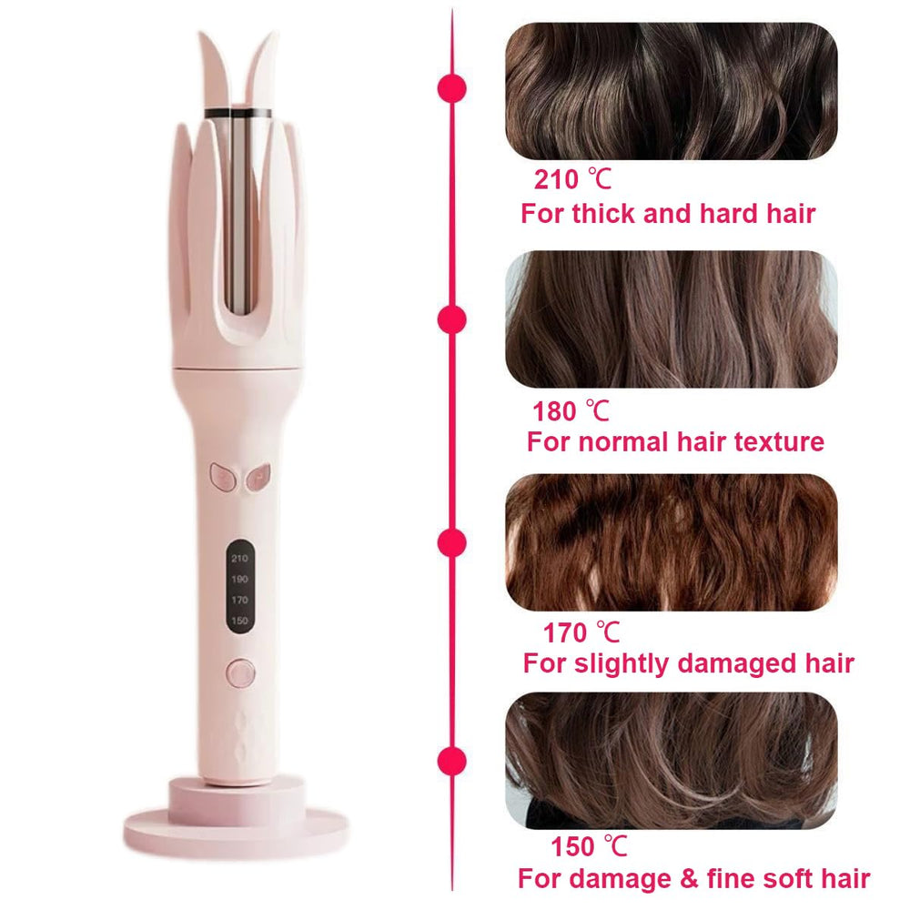 EYCOMTOM hair curler uses ceramic coating and negative ions for smoother results.