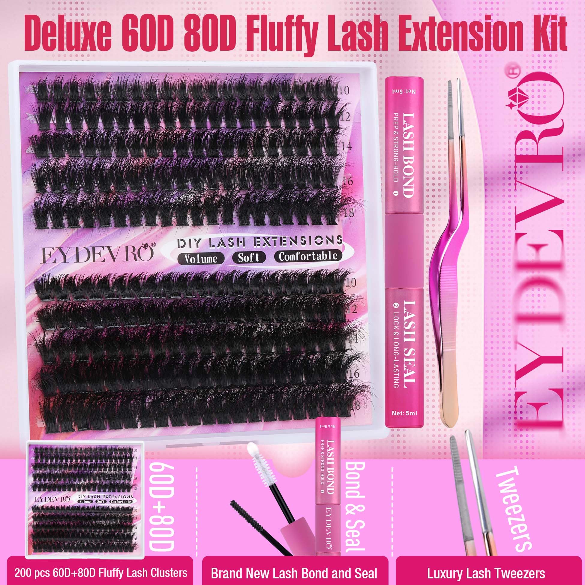EYDEVRO 60D80D volume clusters deliver fluffy lashes with durable curl