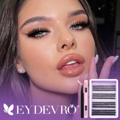 EYDEVRO lash bond-seal application demonstrates secure hold and smooth finish