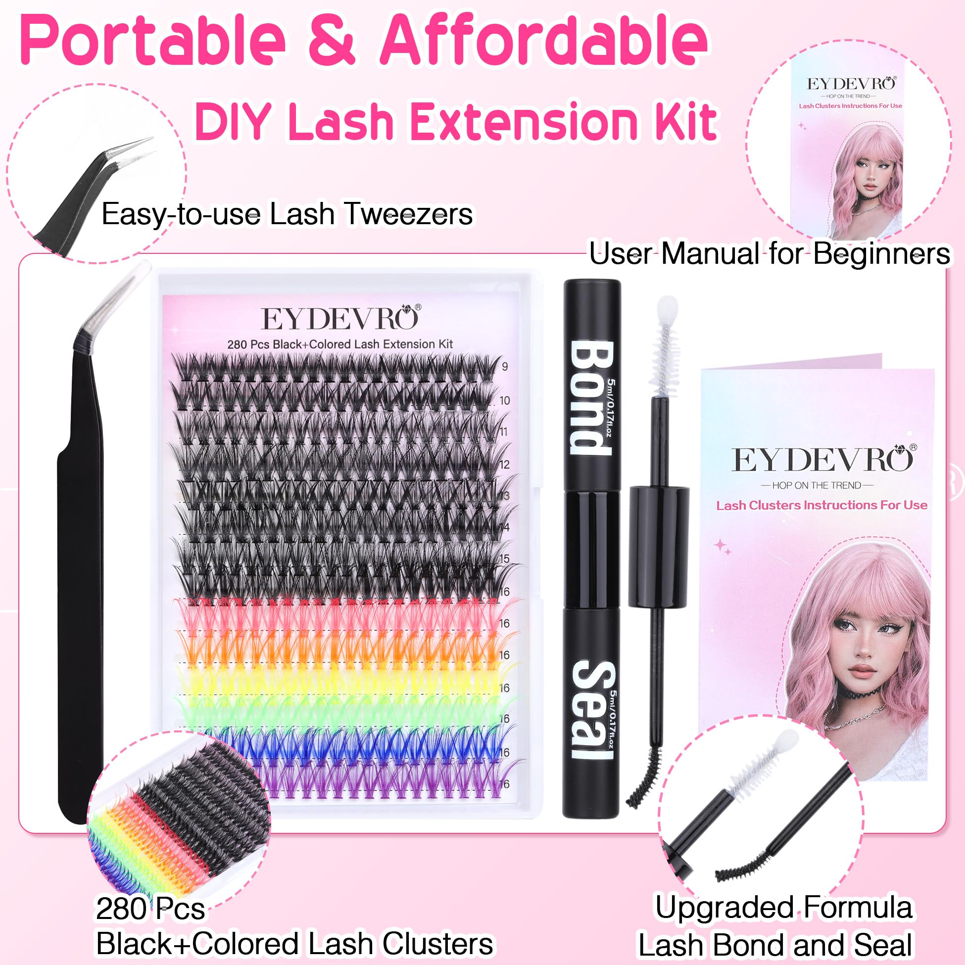 EYDEVRO lash bundle and tools showing an all-in-one DIY set for easy application.