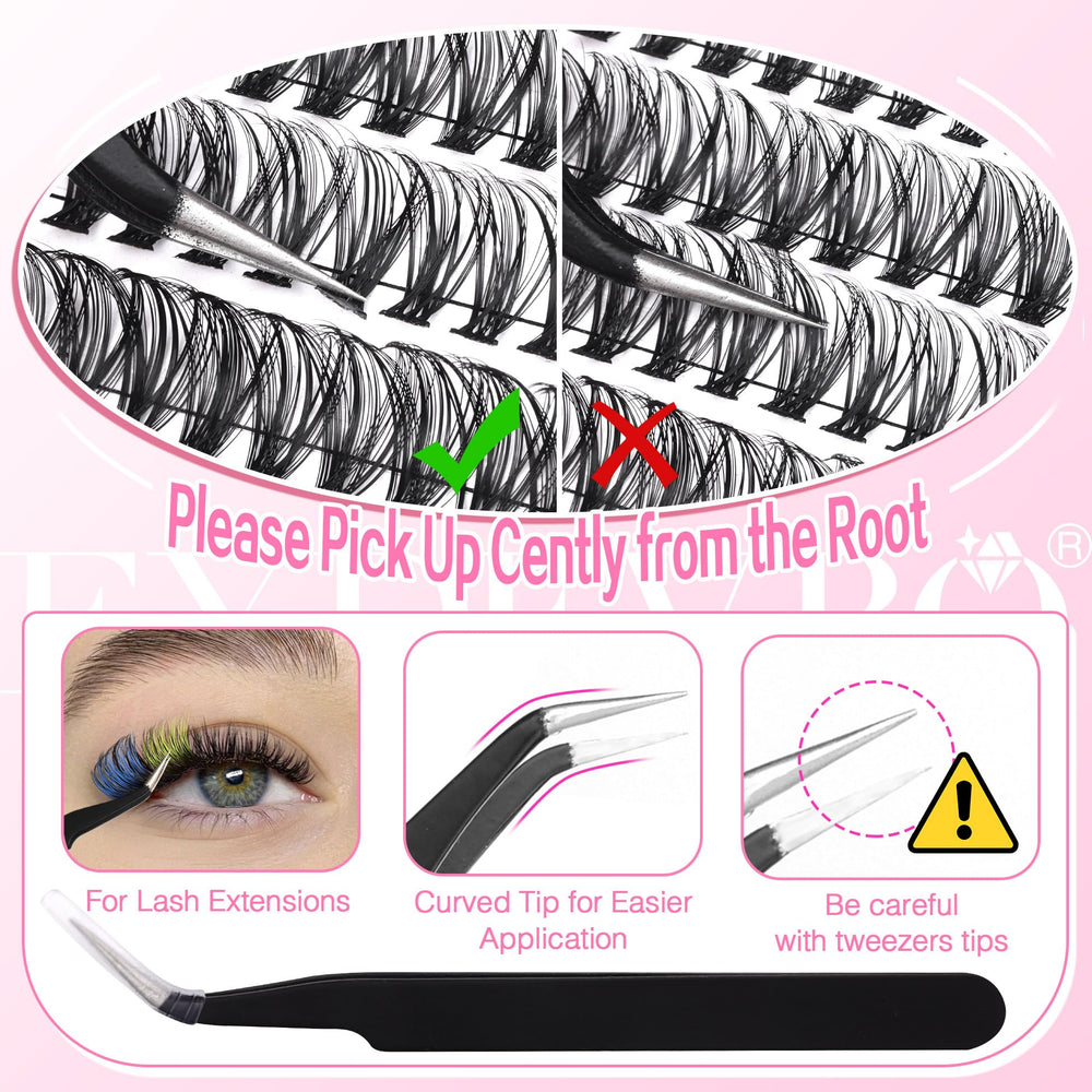 EYDEVRO tweezers for precise cluster lash placement and even results.