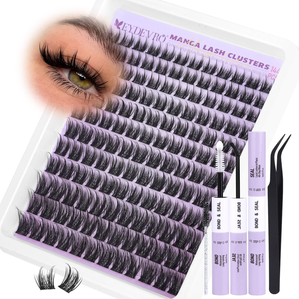 EYDEVRO manga lash clusters inner 10mm close up for natural flutter and day long wear