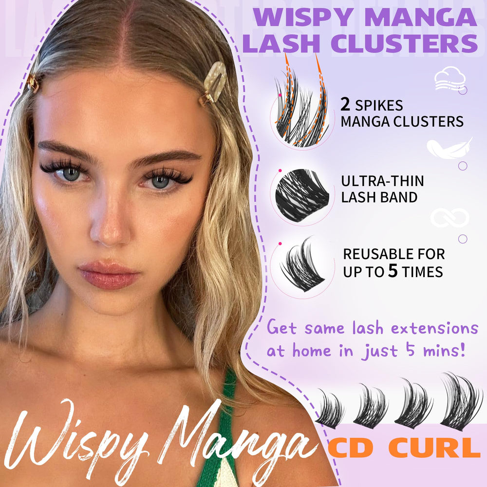 EYDEVRO manga lash clusters mid 13mm shown on eye for balanced volume