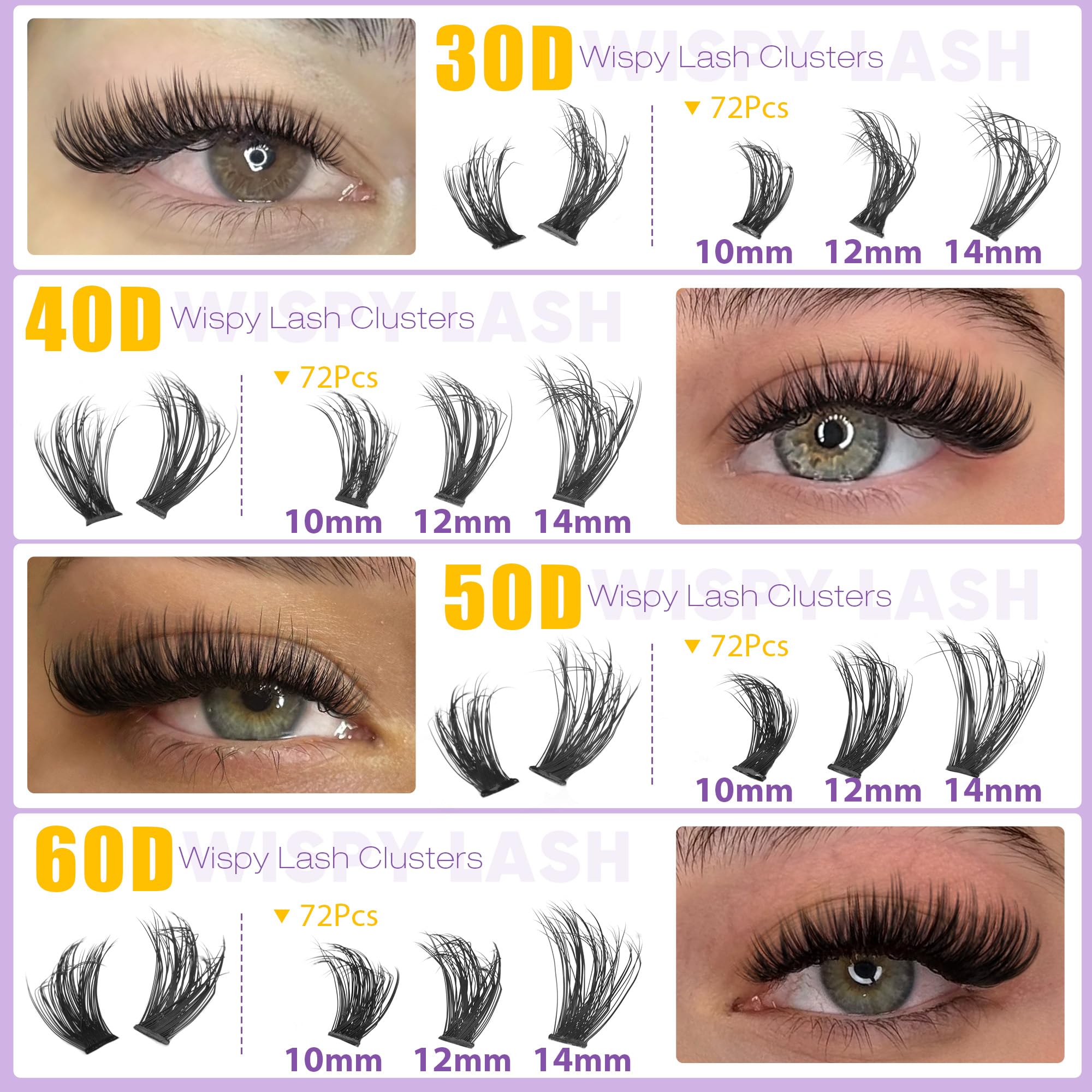 EYDEVRO wispy lash clusters closeup shows airy, romantic lash texture