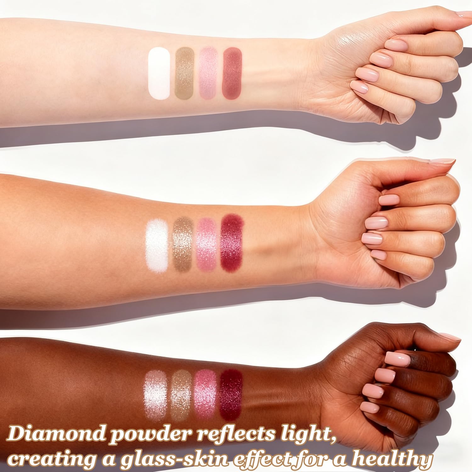 Eye & Cheek Palette shimmering highlighter enhances cheekbones for luminous glow.