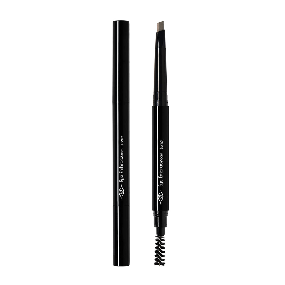 Eye Embrace Luna gray-brow blend demonstrates seamless integration with salt-and-pepper hair.
