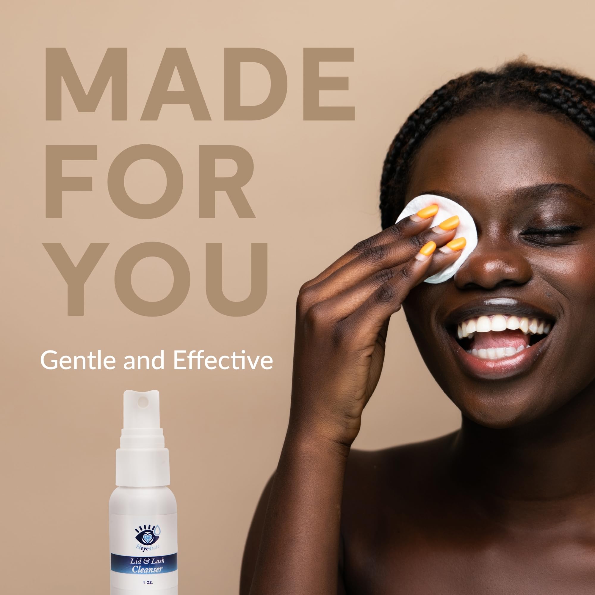 Eye Love Lid and Lash Cleanser packaging label highlights gentle ingredients.