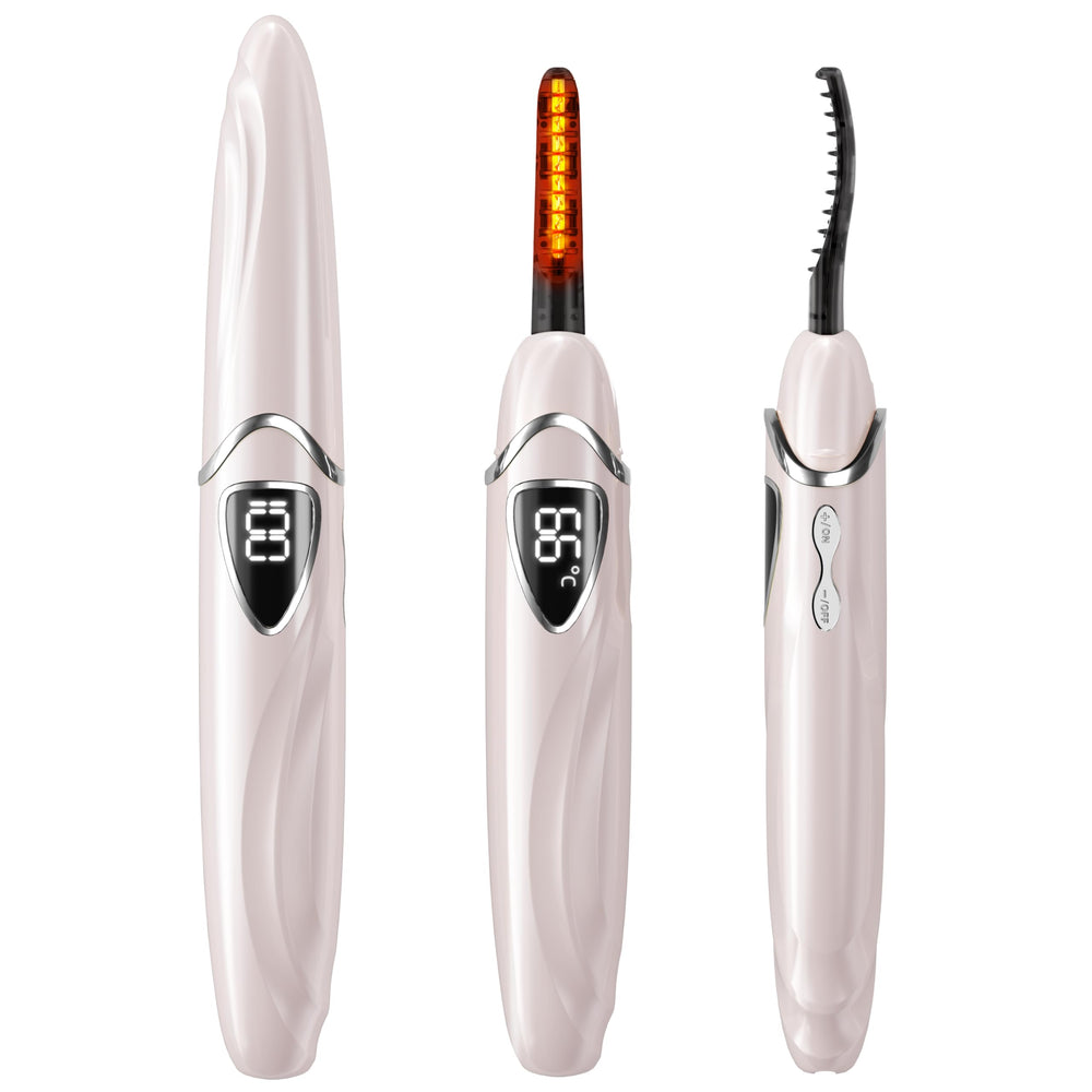 EYECURL S600 front view shows compact pink-silver design for precise curling