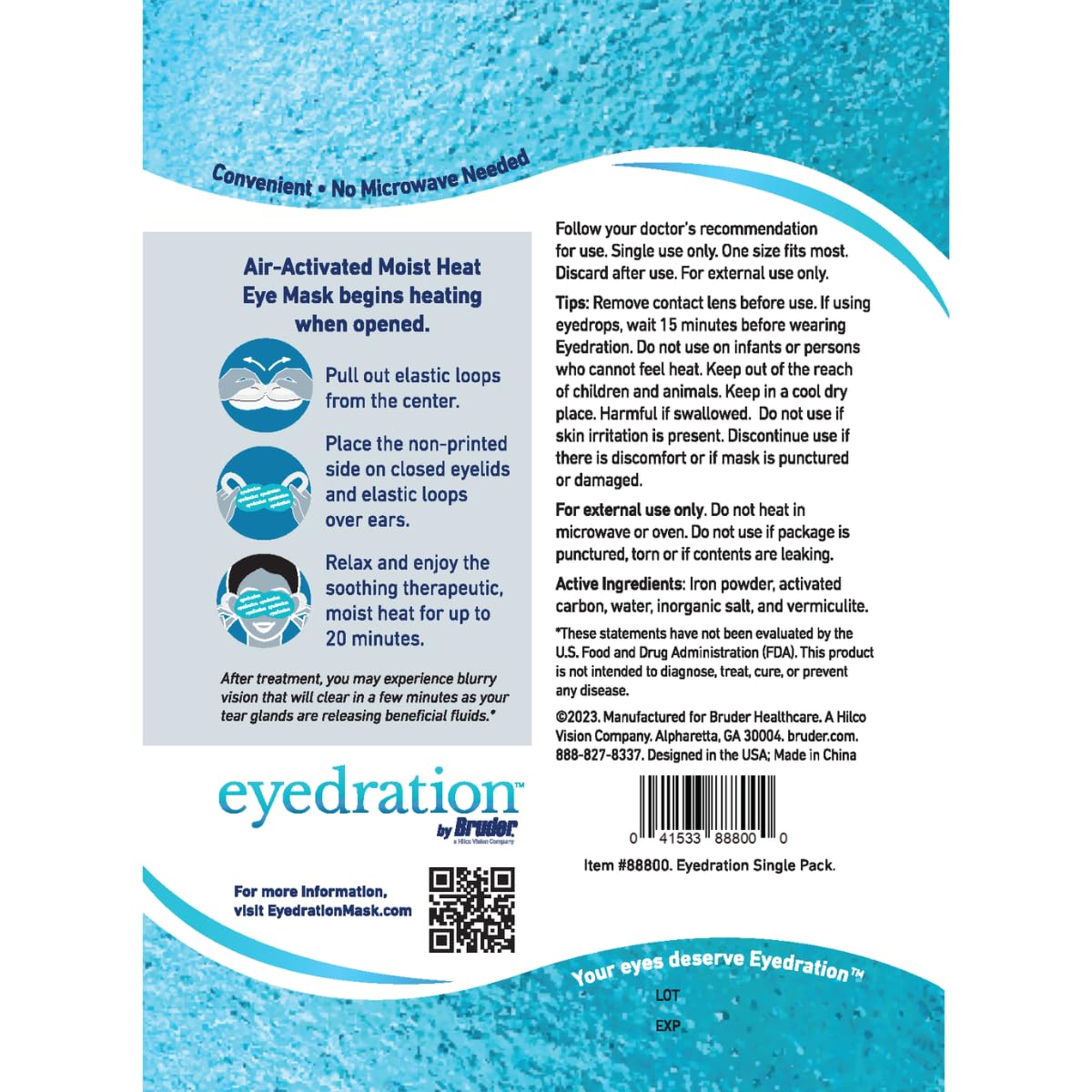 Eyedration relaxing steam eye mask on face for stress-relief.