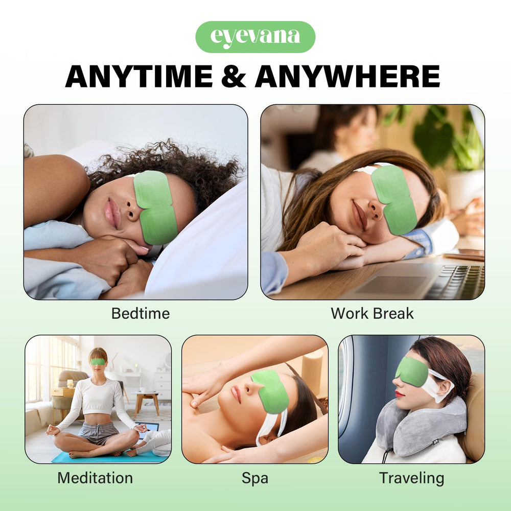 Eyevana steam eye mask targets puffiness and dryness with moist heat.