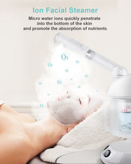 EZBASICS facial steamer ion particles for deeper cleansing.