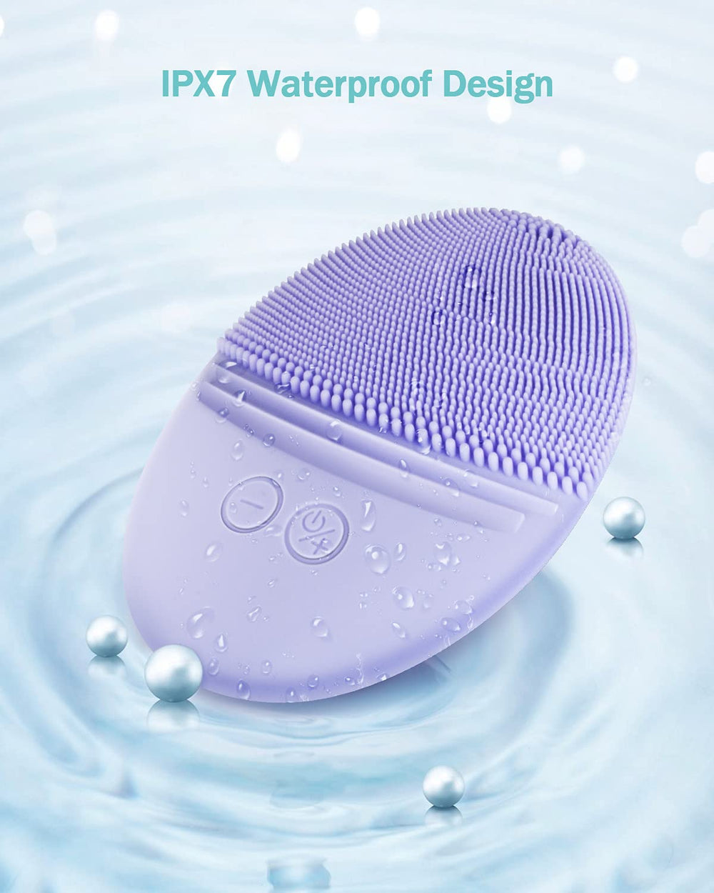 EZBASICS silicone bristles closeup highlights hygienic material and gentle exfoliation.