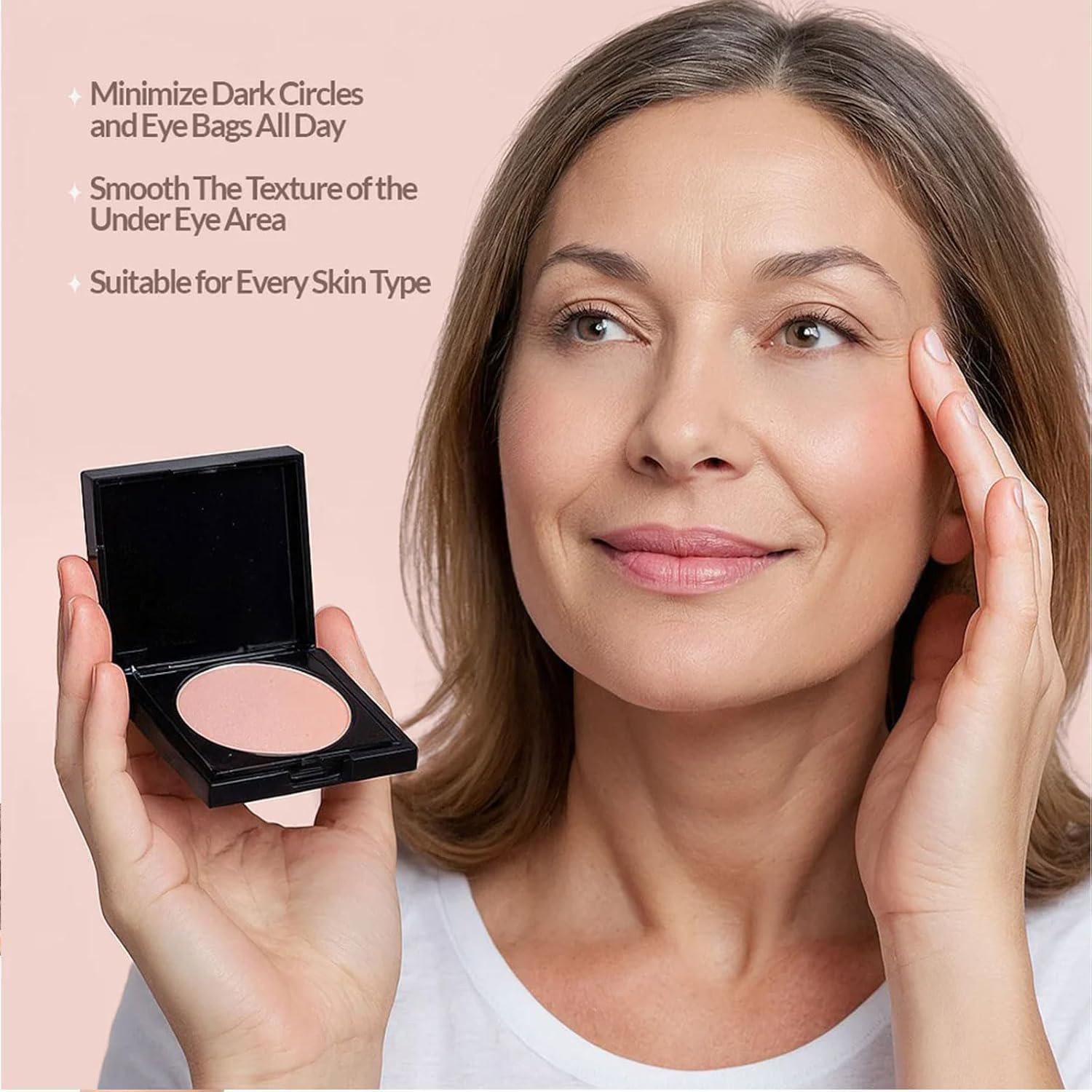EZBNG Luminance under-eye brightener before-after demonstrating noticeable under-eye improvement.