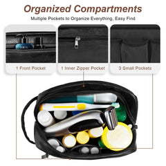 Ezday travel toiletry bag open compartment shows spacious main space for shaving kit.