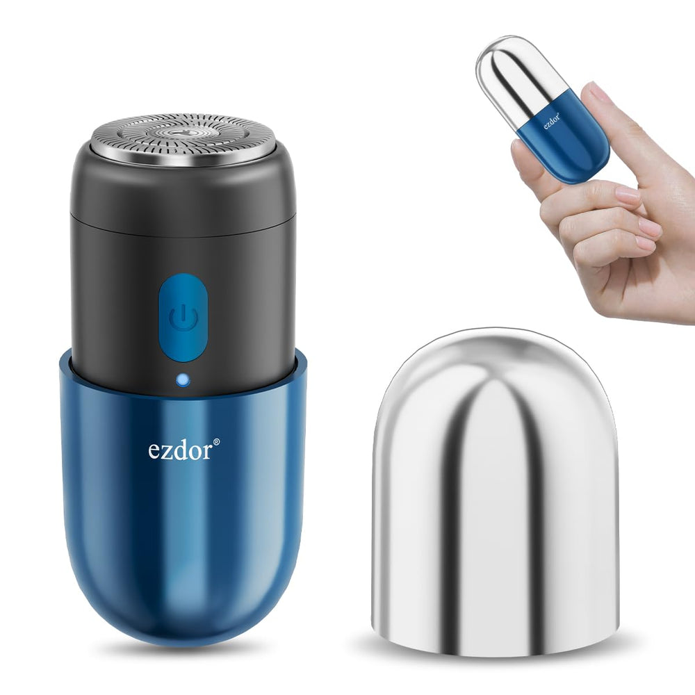 ezdor mini electric shaver front view shows compact travel-ready design for quick touch-ups