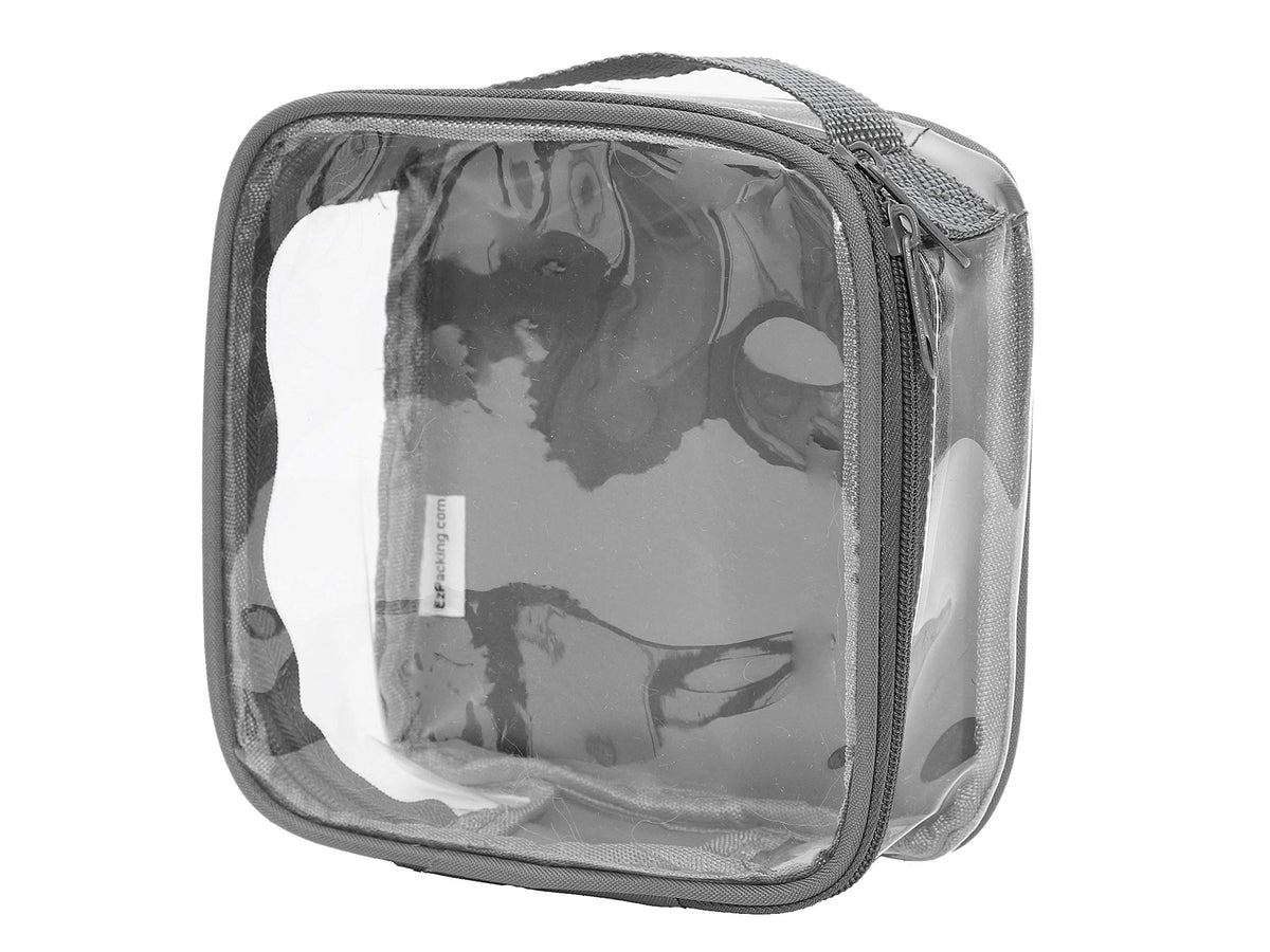 EzPacking clear TSA bag open showing transparent compartments for quick security checks.