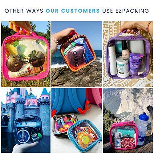 EzPacking nylon-backed clear pouch resists wear for repeated trips.