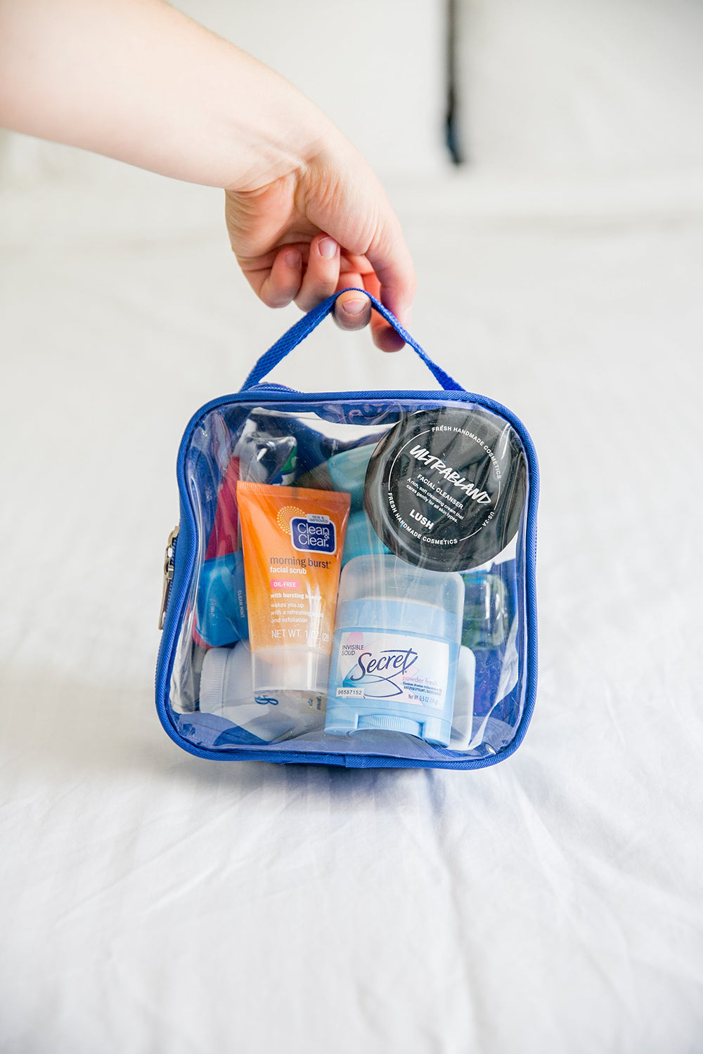 EzPacking TSA-approved bag shows transparent liquid pouch for easy security screening