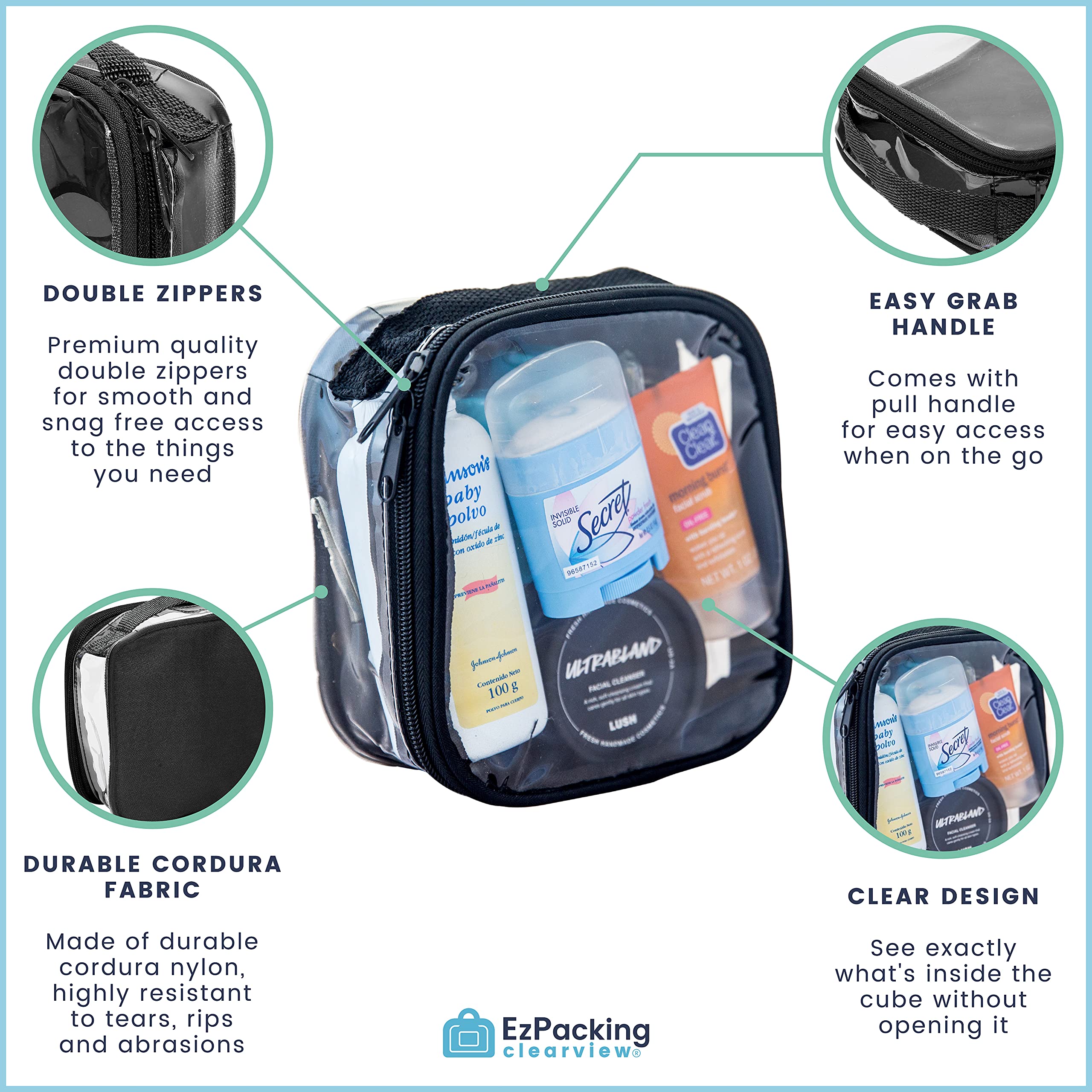 EzPacking washable transparent bag for easy cleaning after spills