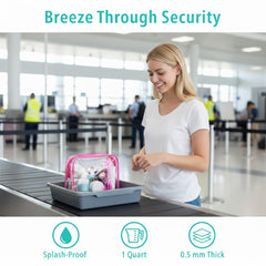 F-color clear cosmetic bag shows contents at a glance for quick organization.