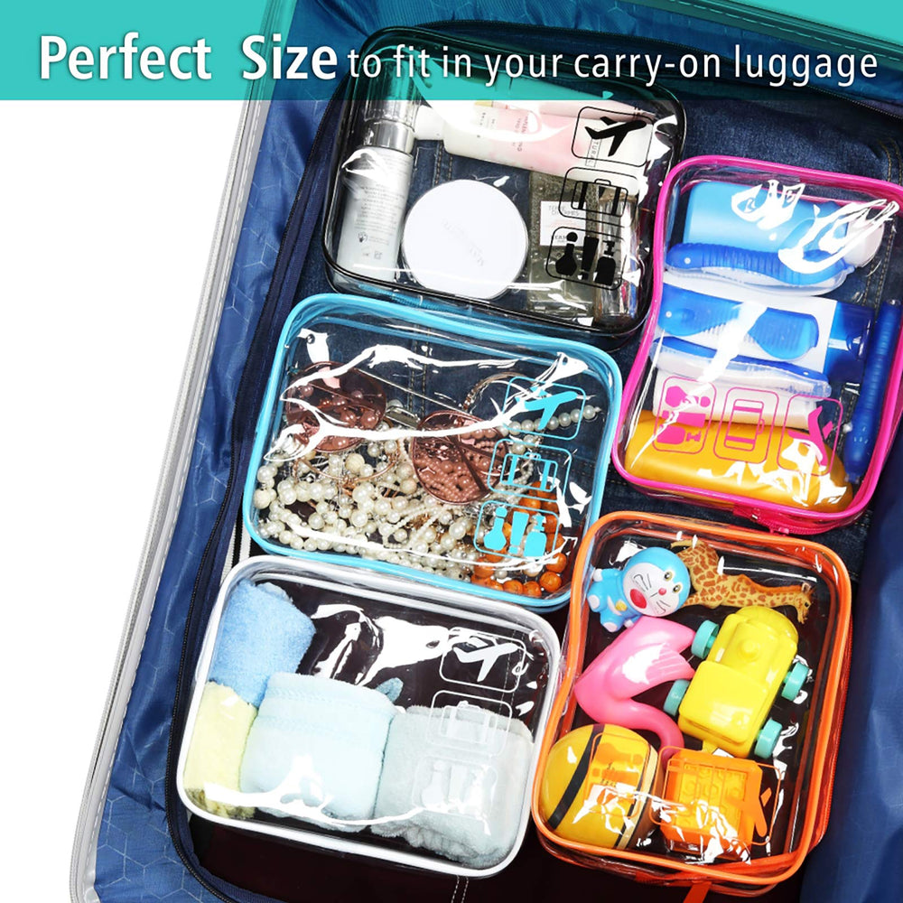 F-color lightweight clear bag weighs under 1 lb for easy carry-on packing.