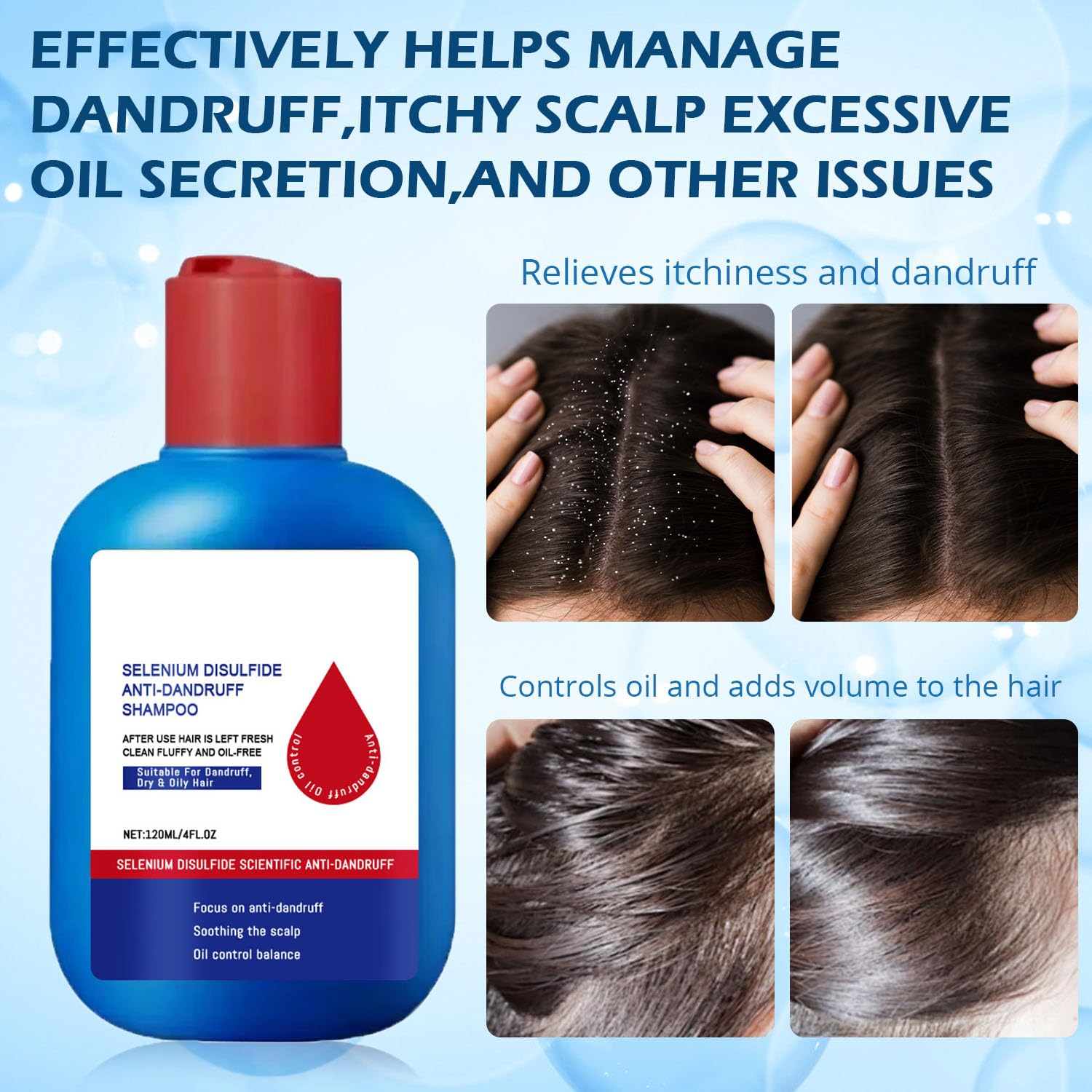 Close-up of Nippori Shampoo highlights dandruff-fighting formula for cleaner scalp