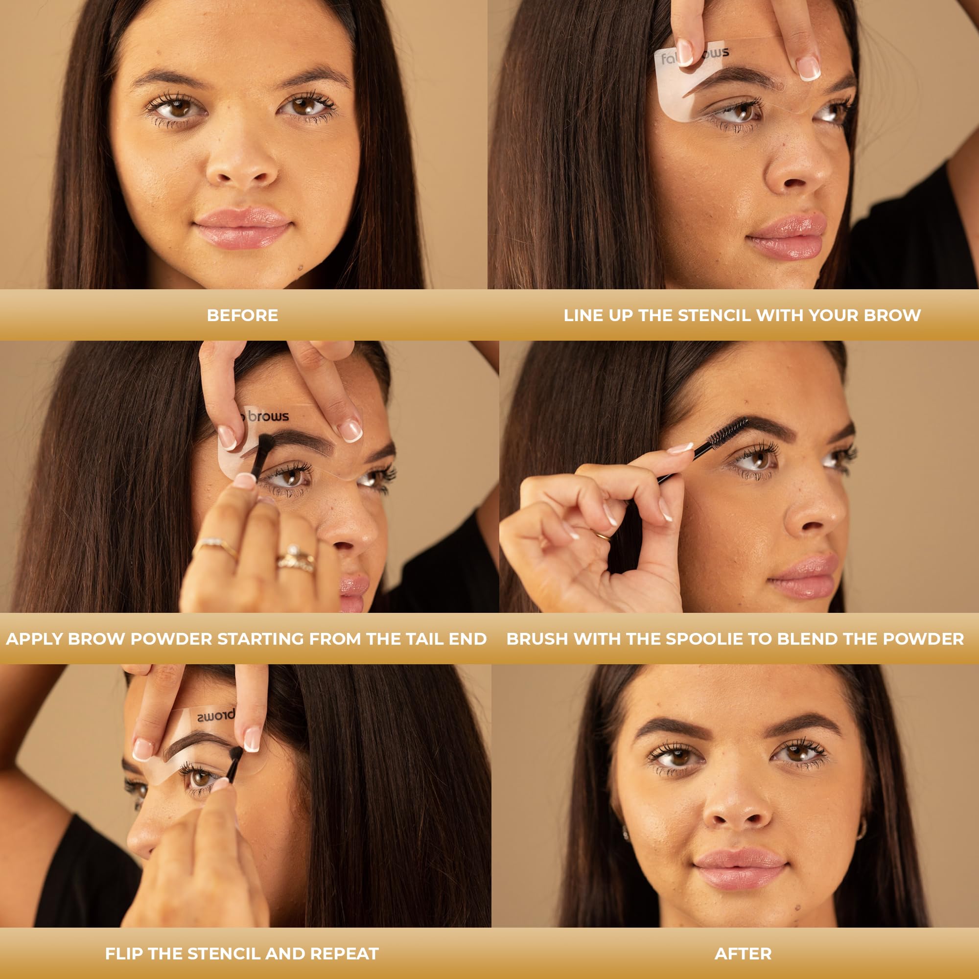 Fab Brows Duo six reusable stencils help maintain consistent arches.