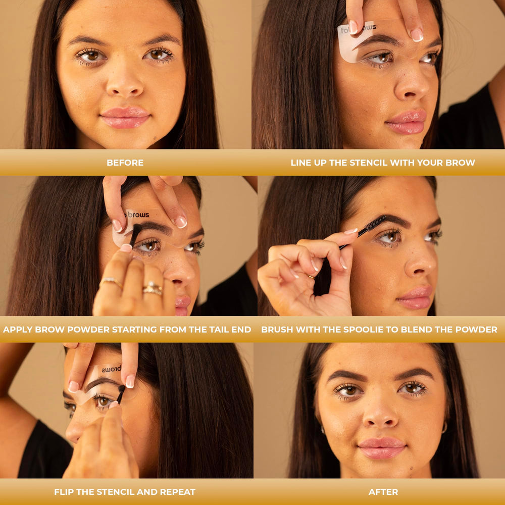 Fab Brows Duo six reusable stencils help maintain consistent arches.