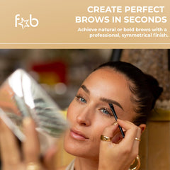 Fab Brows Duo compact mirror aids on-the-go brow checks and adjustments.