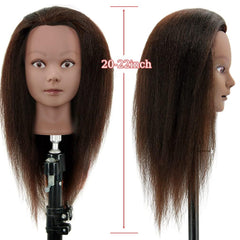 FABA mannequin head being braided to show practice-ready hair