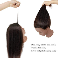 Close-up of FABA real-hair texture on mannequin head