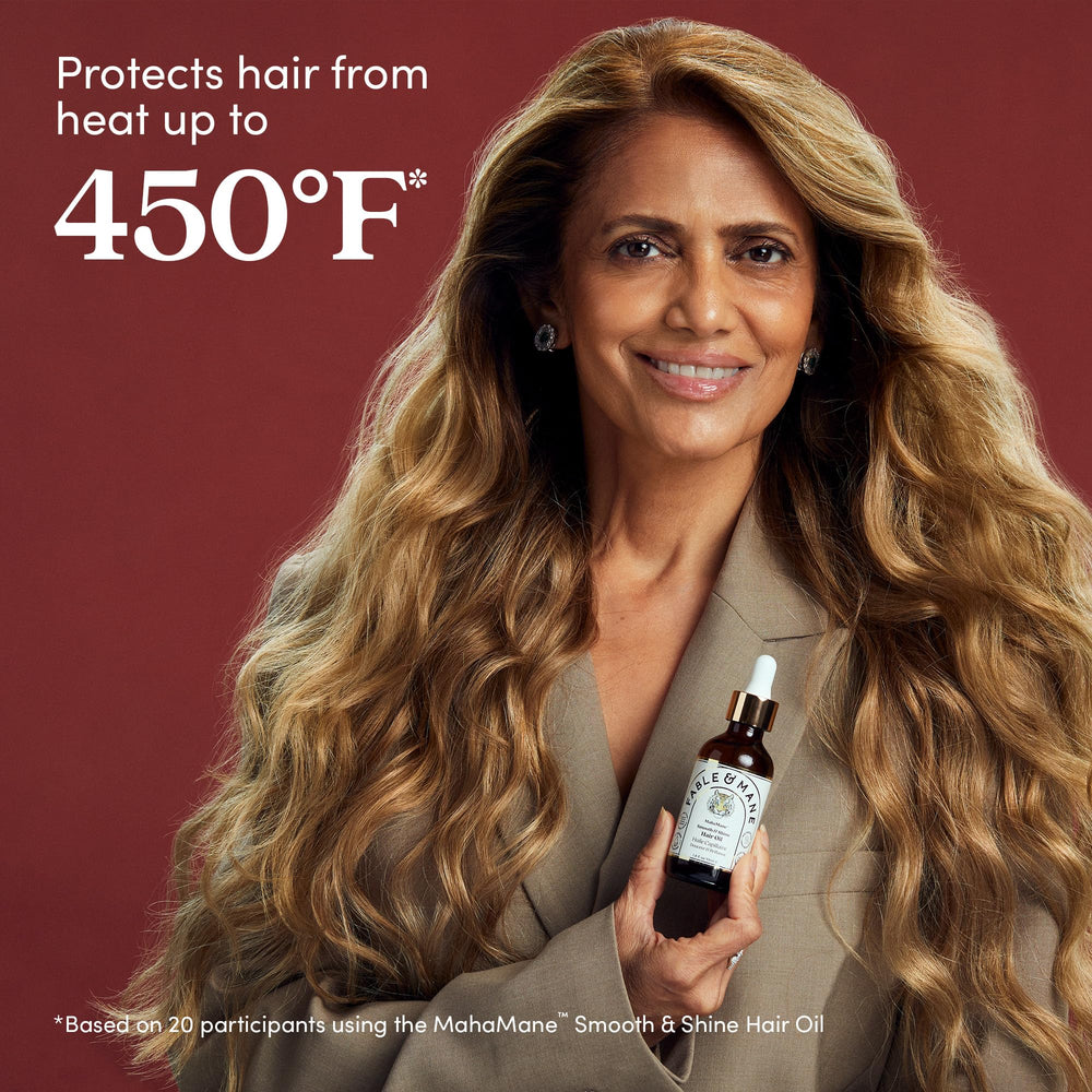 Fable & Mane MahaMane application on damp hair for smoother frizz control