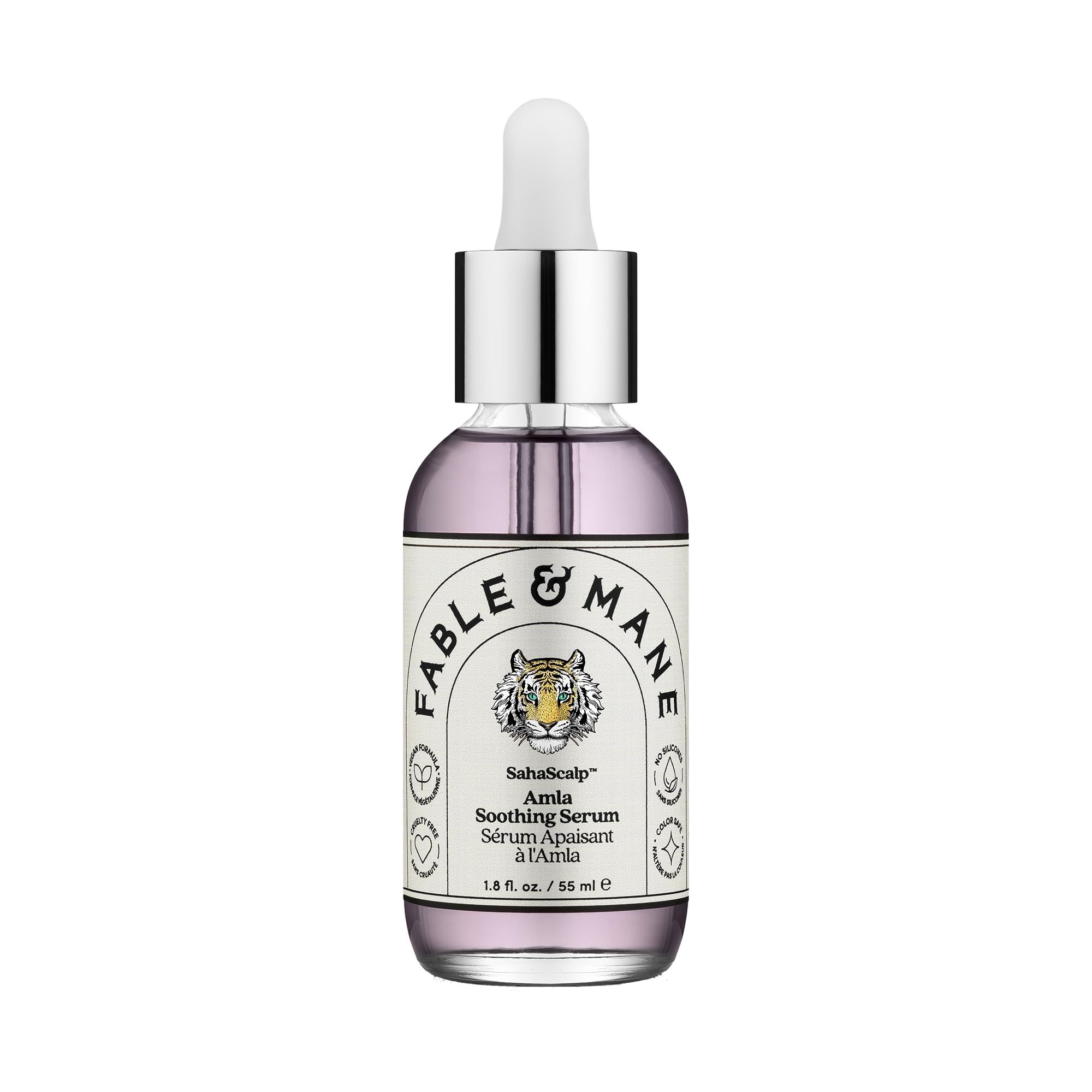 Fable & Mane amla soothing serum bottle showing pre-wash scalp nourishment for balance