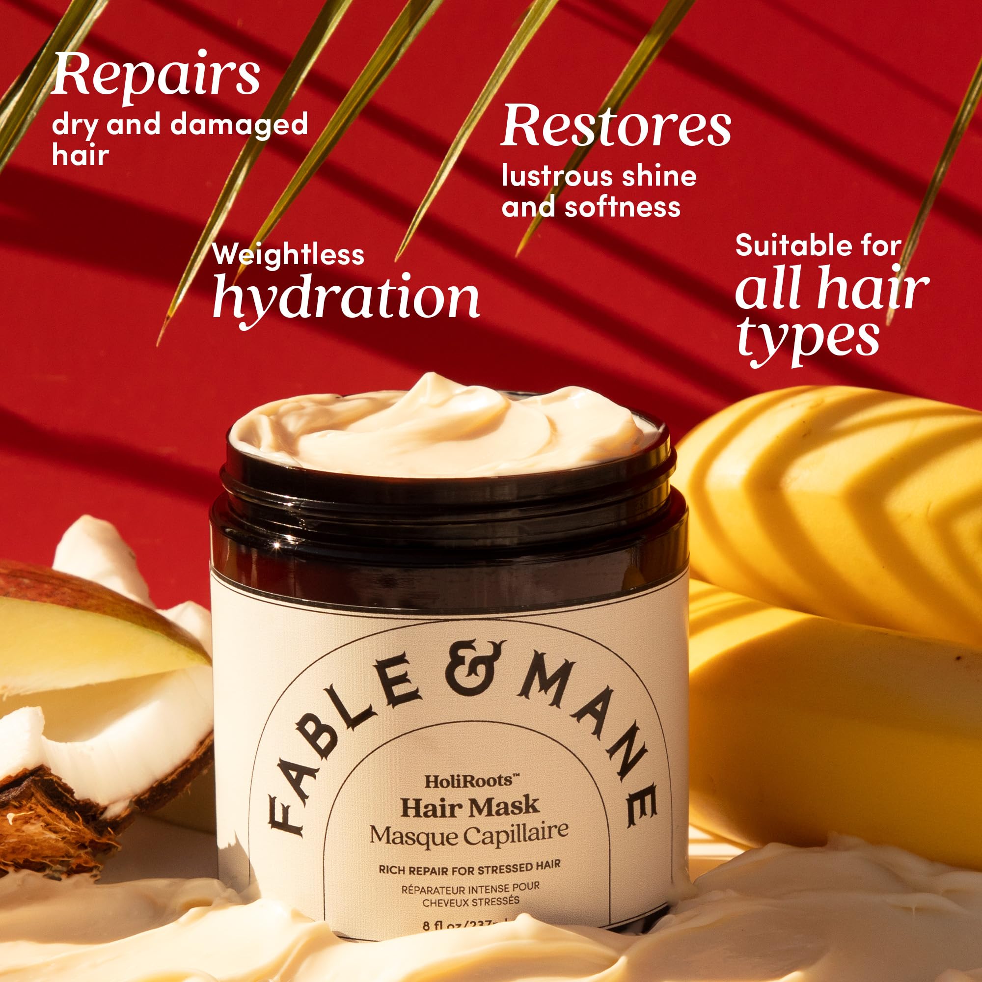 Fable & Mane Deep Moisture Mask being applied to hair for frizz control.