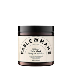 Fable & Mane Deep Moisture Mask jar close-up showing whipped hydration for smooth hair.