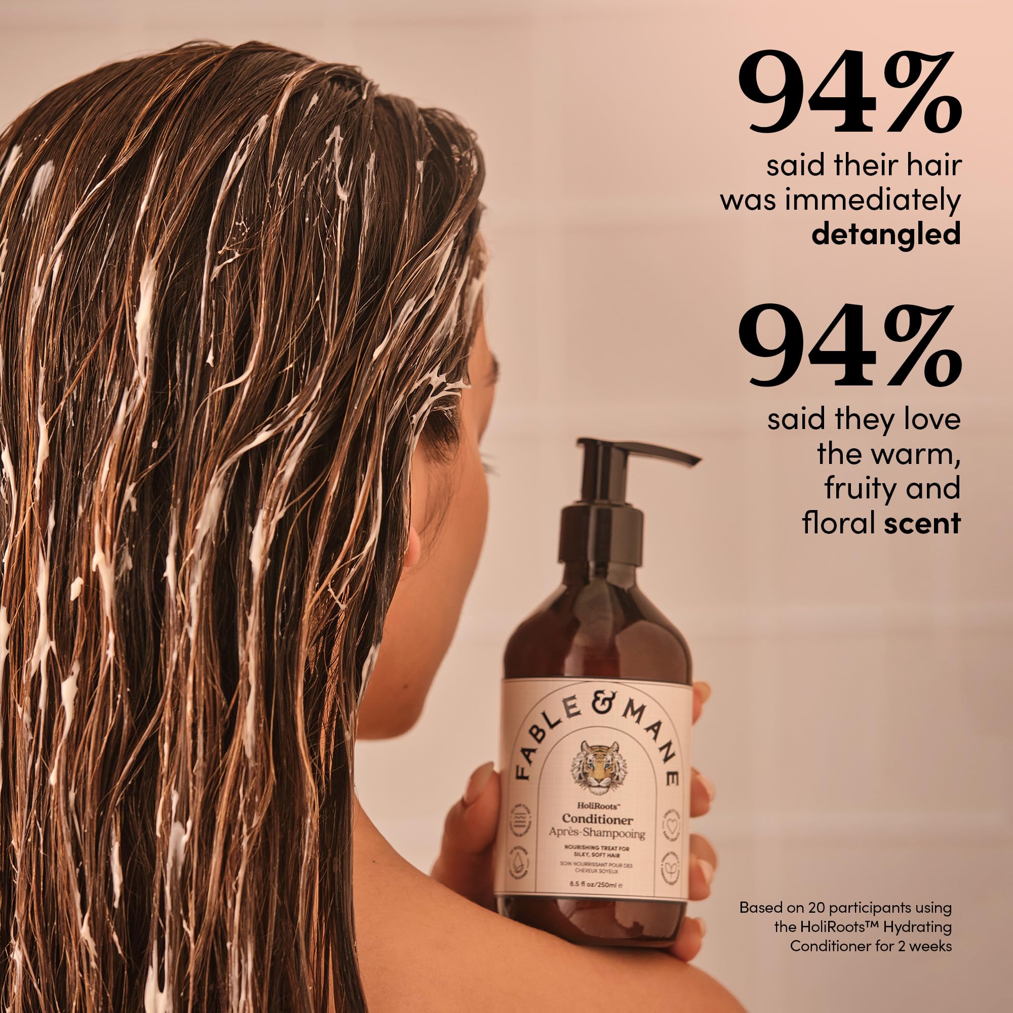 Fable & Mane Amla blend promotes antioxidant shine on damp, healthy-looking hair.