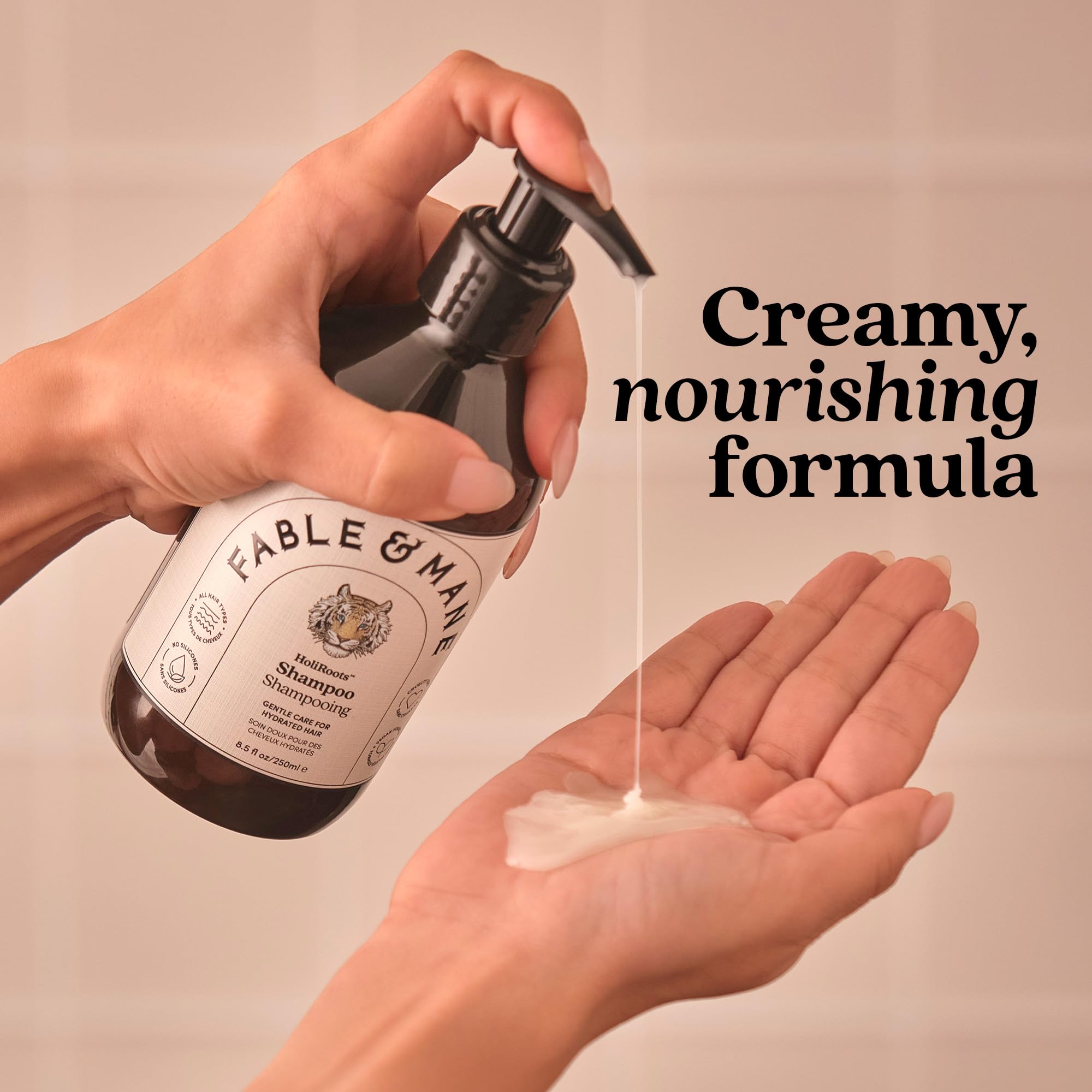 Fable & Mane Hydrating Shampoo color-safe formula on packaging.